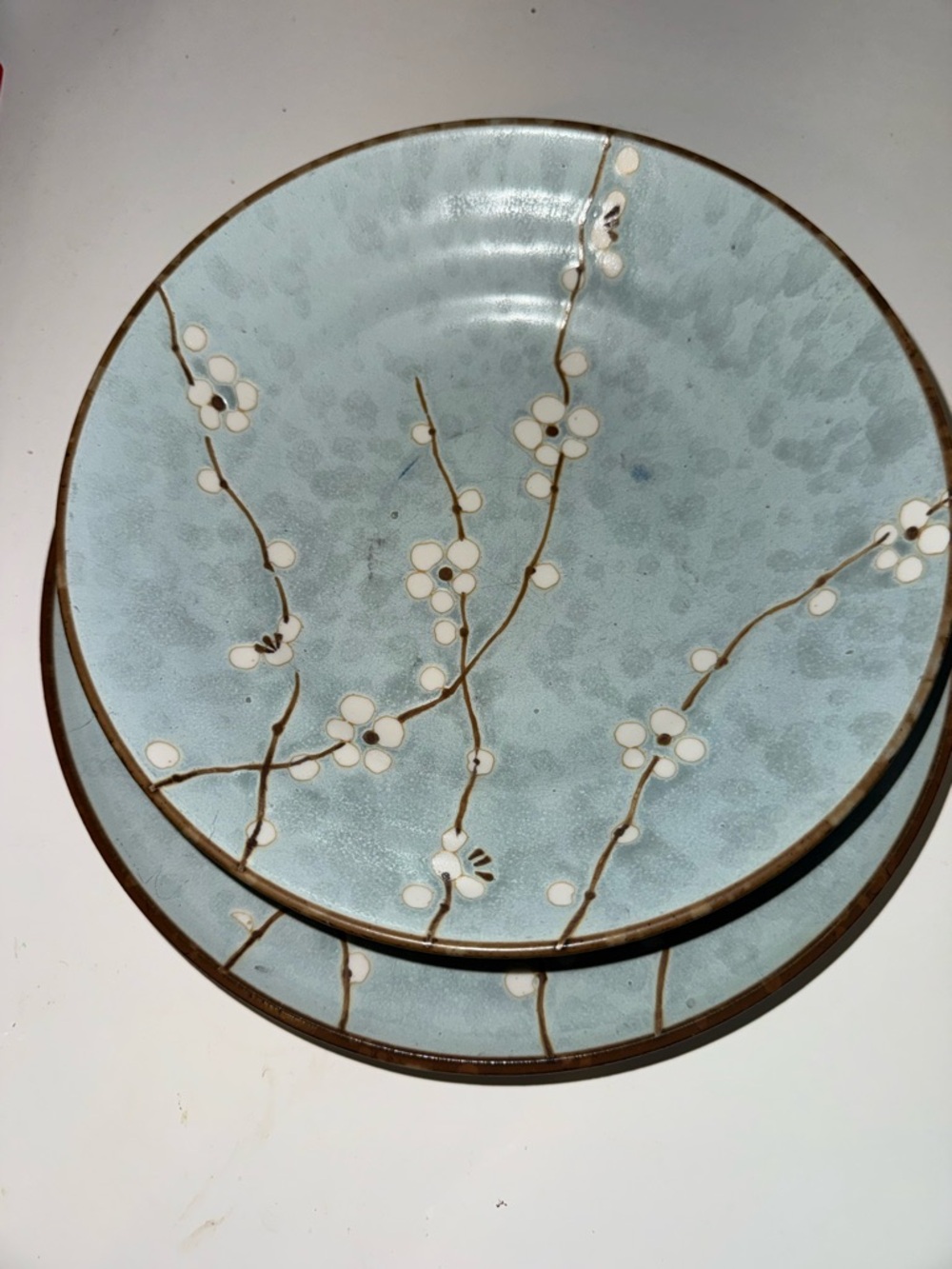 Blue Floral Ceramic Dinner Plates - Set of 8